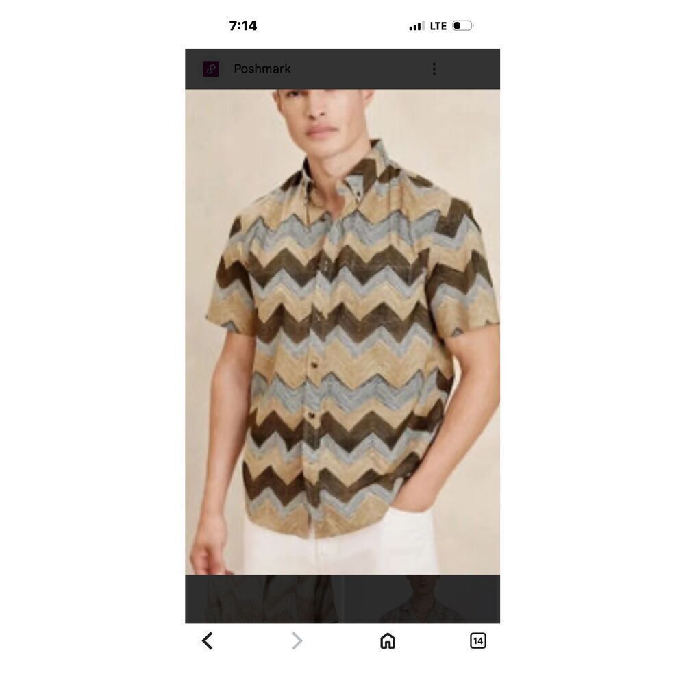 Banana Republic Men’s Small Jacquard Resort Wear Dress Shirt  NWT